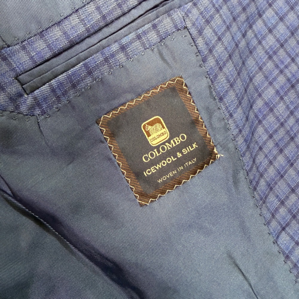 Samuelsohn Mens 42R Sport Coat Blue Colombo Icewool Silk SB Baylor 2 Blazer - Picture 6 of 13